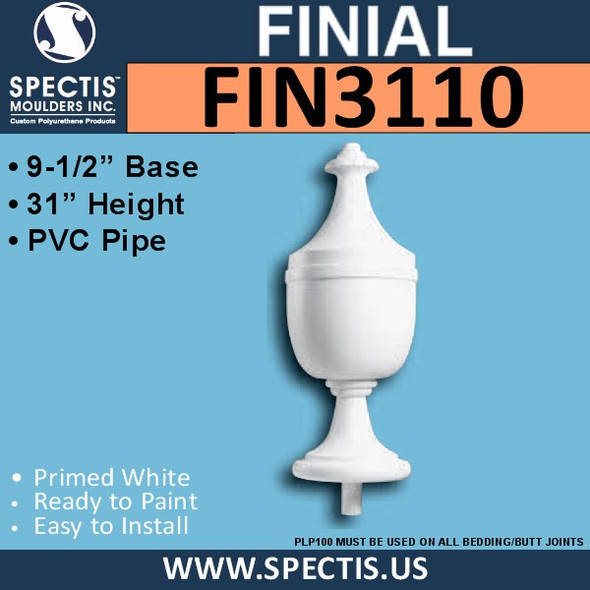 FIN3110 Urn Style Urethane Finial 9-1/2" x 31"
