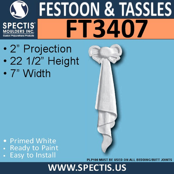 FT3407 7" x 22 1/2" Spectis Urethane Left Tassel