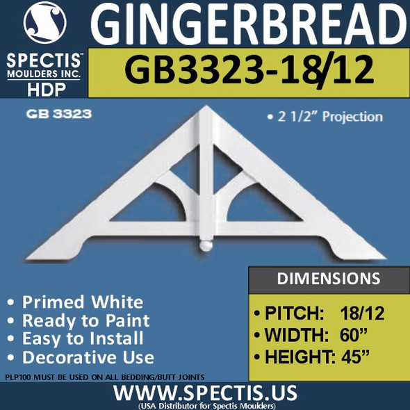 GB3323-18-12 Gingerbread Gable Trim 60"W X 45"H