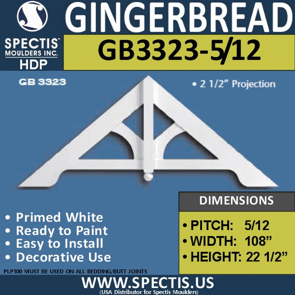 GB3323-5-12 Gingerbread Gable Trim 107-3/8"W x 22-1/2"H