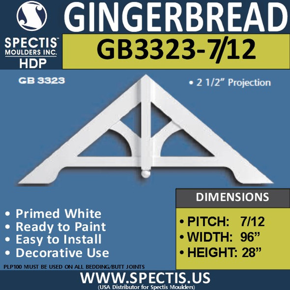 GB3323-7-12 Gingerbread Gable Trim 95 1/4"W x 27 3/4"H