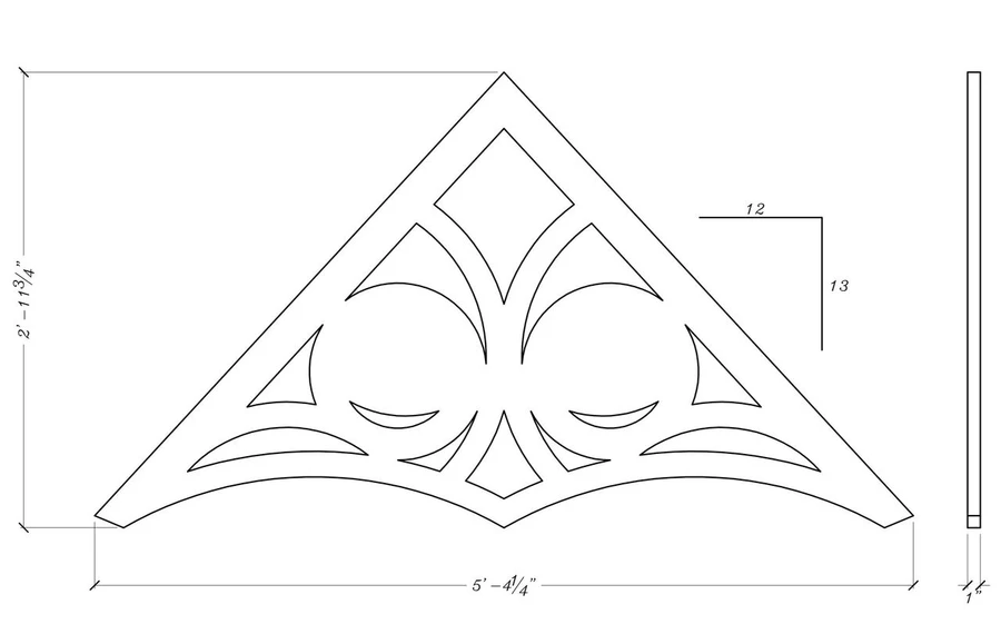 GB3326-13/12 Gable Gingerbread 66"W X 35 3/4"H
