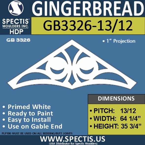 GB3326-13/12 Gingerbread Gable Trim 66"W X 35 3/4"H