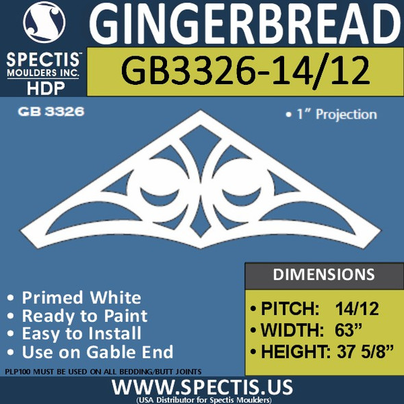 GB3326-14/12 Gingerbread Gable Trim 64 3/4"W X 37 5/8"H