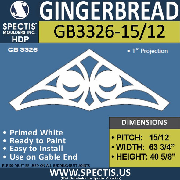 GB3326-15/12 Gingerbread Gable Trim 65"W X 40 5/8"H