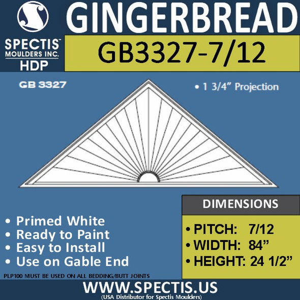 GB3327-7/12 Gingerbread Gable Trim 84"W X 24 3/4"H
