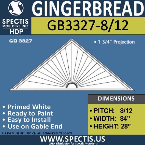 GB3327-8/12 Gingerbread Gable Trim 84"W x 28"H