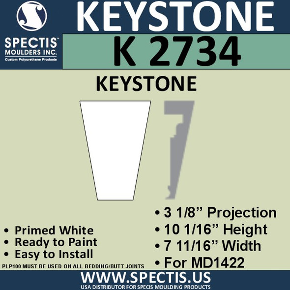 K2734 Spectis Urethane Keystone 10"H X 3 1/8"P X 7 5/8"W