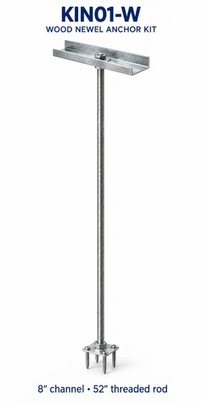 KIN01-W Newel Post Anchor Kit for Wood – 8″ Channel — product illustration