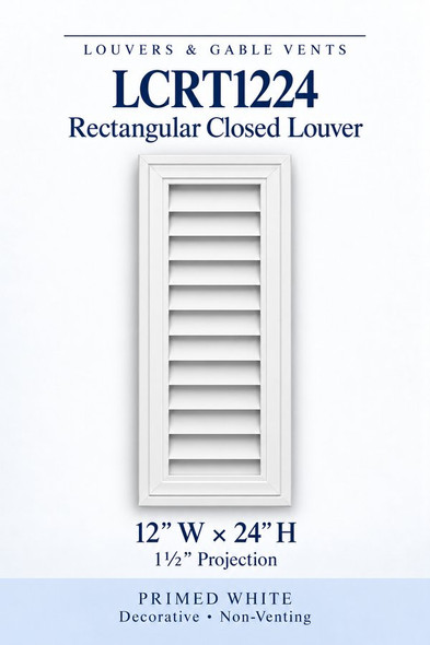 LCRT1224 Rectangular Closed Louver — 12″ W × 24″ H — Primed White