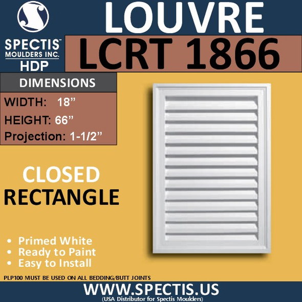 LCRT1866 Rectangle Gable Louver Vent - Closed - 18 x 66