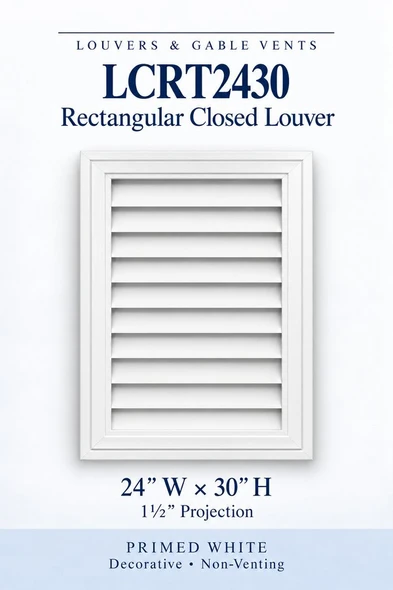LCRT2430 Rectangular Closed Louver — 24″ W × 30″ H — Primed White