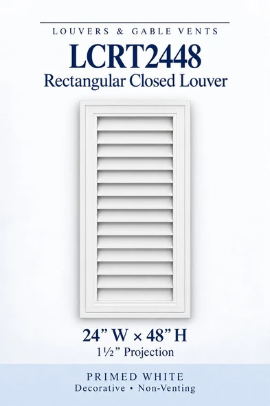 LCRT2448 Rectangular Closed Louver — 24″ W × 48″ H — Primed White