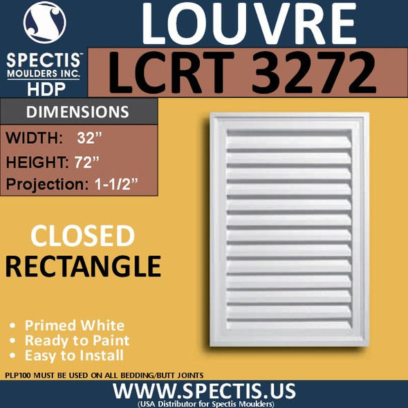 LCRT3272 Rectangle Gable Louver Vent - Closed - 32 x 72