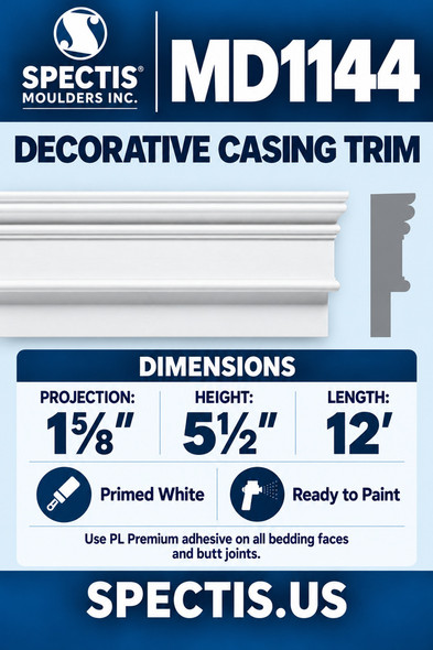 MD1144 Decorative Casing Trim — Spectis moulding dimensions and profile