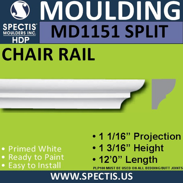 MD1151 SPLIT Spectis Half Nose Trim 1 1/16"P x 1 3/16"H x 144"L