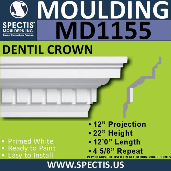 MD1155 Spectis Crown Molding Trim 12"P x 22"H x 144"L