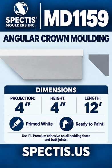 MD1159 Angular Crown Moulding — Spectis moulding dimensions and profile