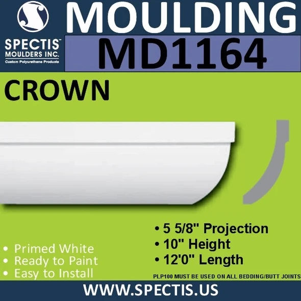 MD1164 Spectis Crown Molding Trim 5 5/8"P x 10"H x 144"L