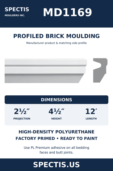 MD1169 Profiled Brick Moulding — dimensions and moulding profile