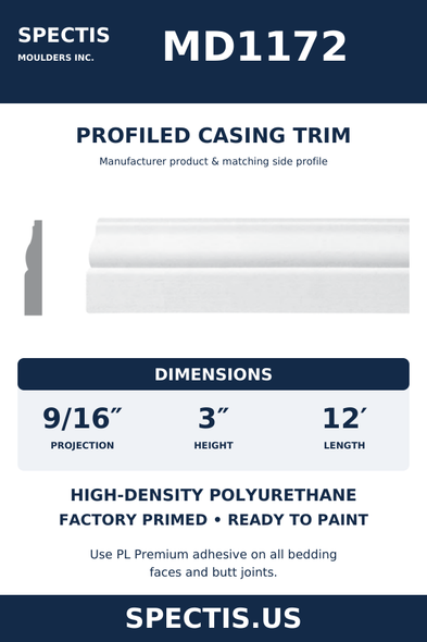 MD1172 Profiled Casing Trim — dimensions and moulding profile