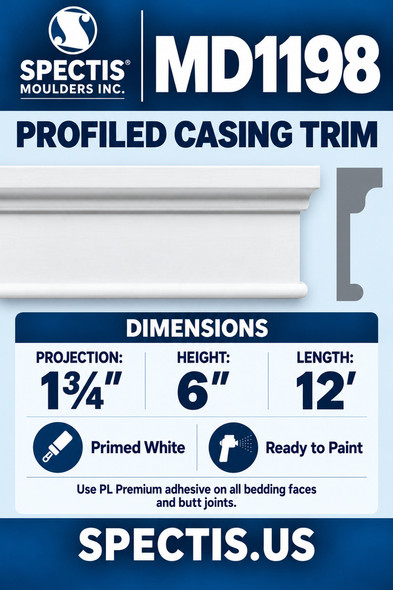 MD1198 Profiled Casing Trim — Spectis moulding dimensions and profile
