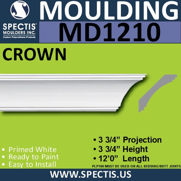 MD1210 Spectis Crown Molding Trim 3 3/4"P x 3 3/4"H x 144"L