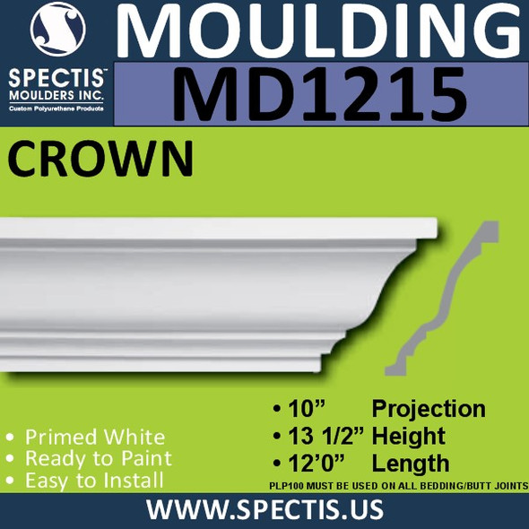 MD1215 Spectis Crown Molding Trim 10"P x 13 1/2"H x 144"L