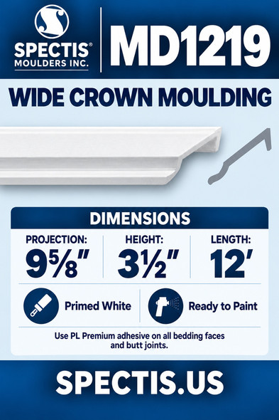MD1219 Wide Crown Moulding — Spectis moulding dimensions and profile