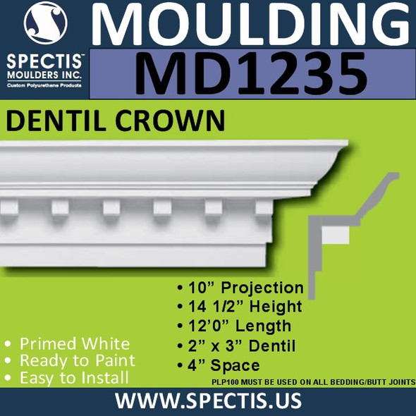 MD1235 Spectis Crown Molding Trim 10"P x 14 1/2"H x 144"L
