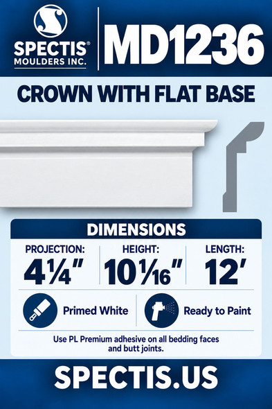 MD1236 Crown with Flat Base — Spectis moulding dimensions and profile
