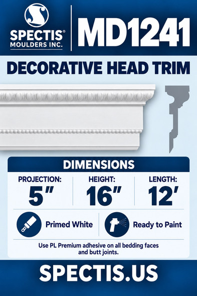 MD1241 Decorative Head Trim — Spectis moulding dimensions and profile