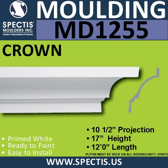 MD1255 Spectis Crown Molding Trim 10 1/2"P x 17"H x 144"L