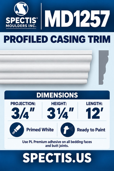 MD1257 Profiled Casing Trim — Spectis moulding dimensions and profile