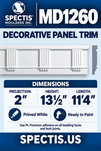 MD1260 Decorative Panel Trim — Spectis moulding dimensions and profile