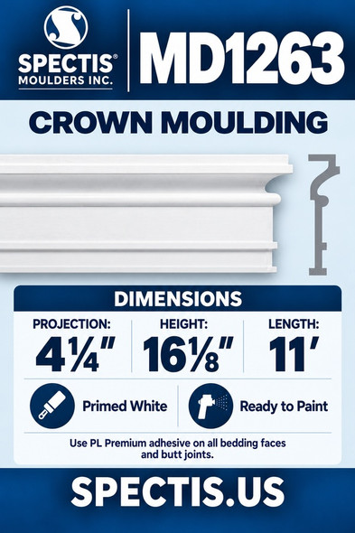 MD1263 Crown Moulding — Spectis moulding dimensions and profile