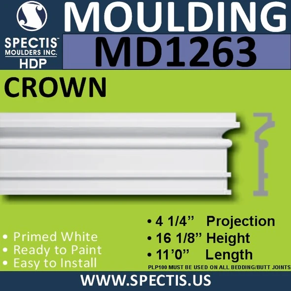 MD1263 Spectis Molding Case Trim 4 1/4"P x 16 1/8"H x 132"L