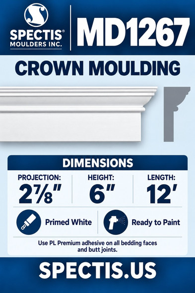 MD1267 Crown Moulding — Spectis moulding dimensions and profile