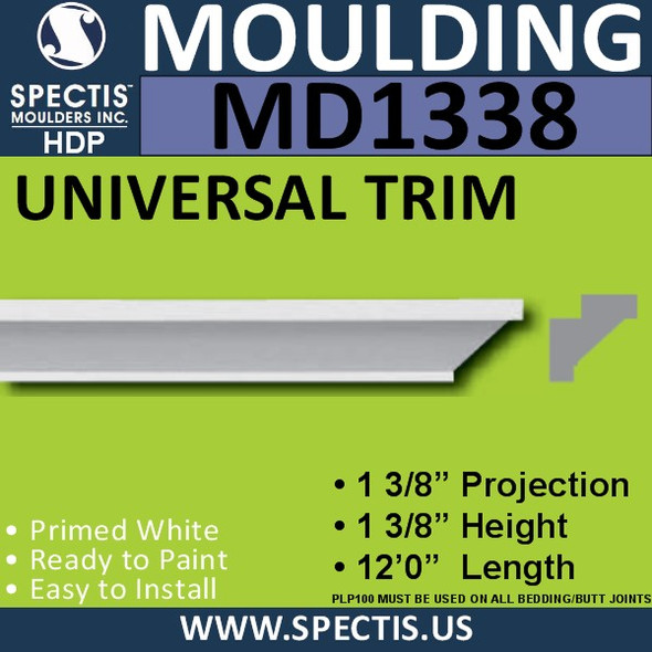 MD1338 Spectis Molding Back Band 1 3/8"P x 1 3/8"H x 120"L