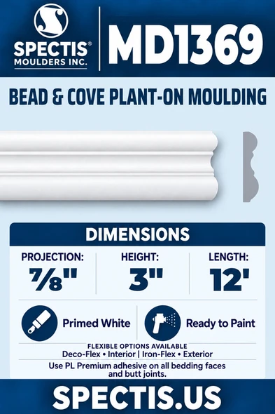 MD1369 moulding with matching side profile and dimensions