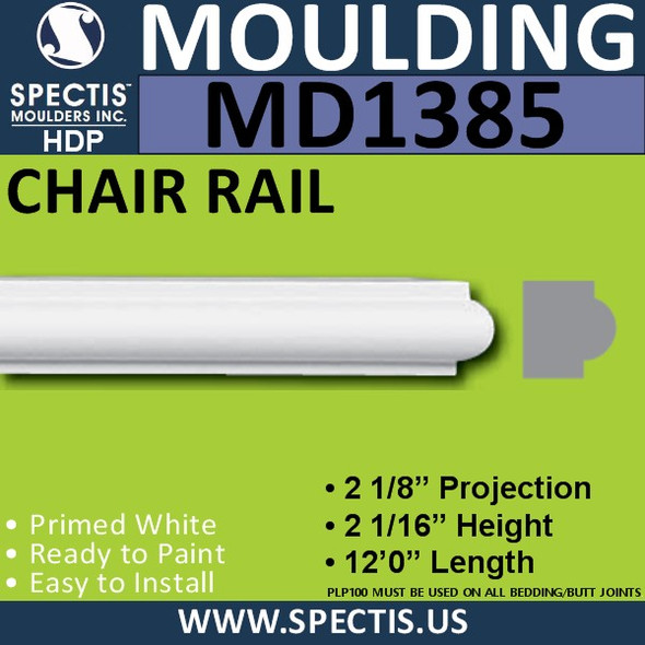 MD1385 Spectis Molding Base Cap 2 1/8"P x 2 1/16"H x 144"L