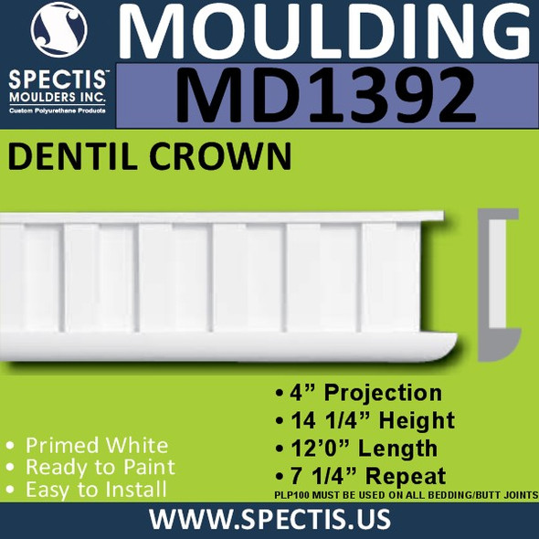 MD1392 Spectis Molding Dentil Trim 3"P x 14 1/4"H x 144"L