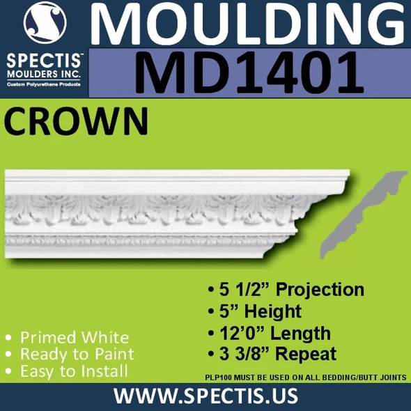 MD1401 Spectis Crown Molding 6 7/8"P x 6 1/8"H x 139 1/2"L