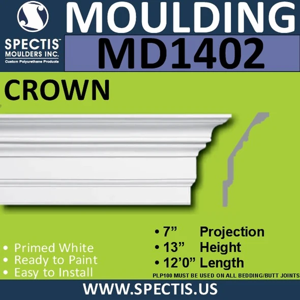 MD1402 Spectis Crown Molding 7"P x 13"H x 144"L