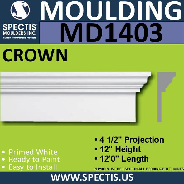 MD1403 Spectis Molding Base Cap Trim 4 1/2"P x 12"H x 144"L