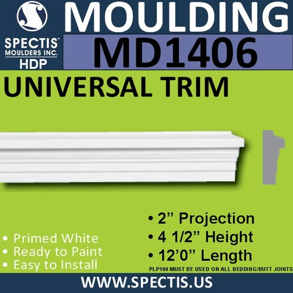 MD1406 Spectis Molding Base Cap Trim 2"P x 4 1/2"H x 144"L