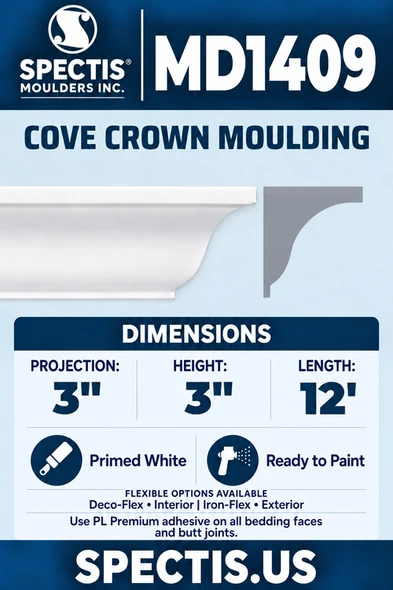 MD1409 blue card with aligned moulding and side profile