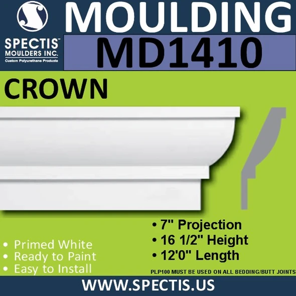 MD1410 Spectis Crown Molding Trim 7"P x 16 1/2"H x 144"L