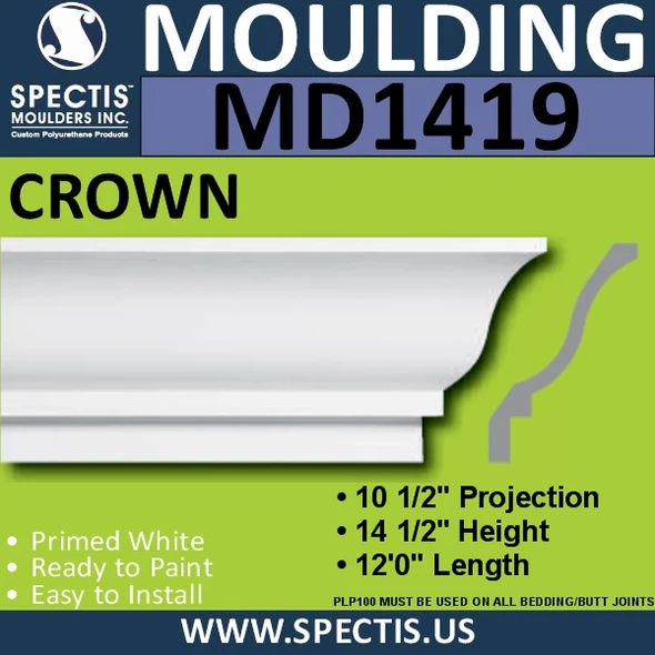MD1419 Spectis Crown Molding 10 1/2"P x 14 1/2"H x 144"L