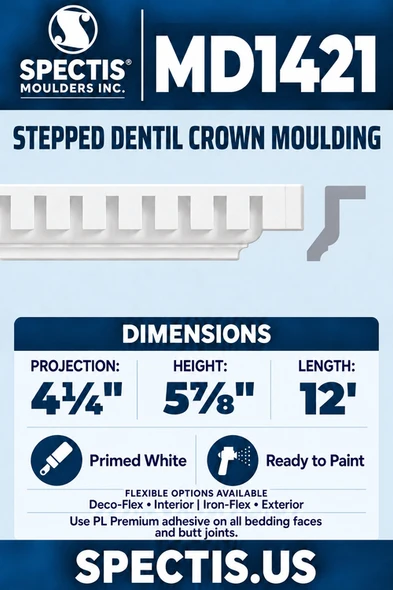 MD1421 blue product card with matching side profile